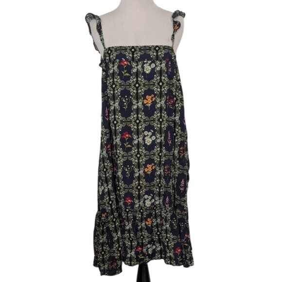 NEW Aguabendita Target Dainty Floral Dress Womens Size 2X Blue Flutter Sleeve - Picture 1 of 11